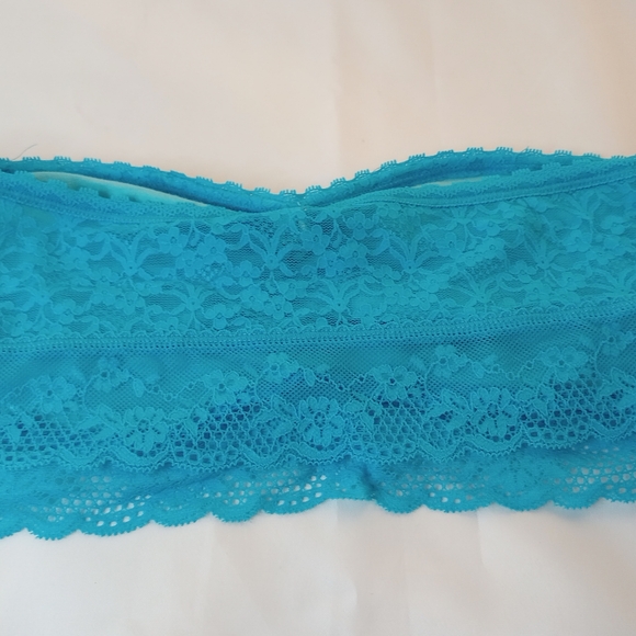 GILLY HICKS AERIE 3 Unlined Lace Bandeaus Strapless Bralettes Blue Lime Green L - Picture 8 of 10